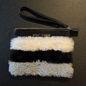 Fuzzy Betsey Johnson wristlet - fun and kitschy! EUC